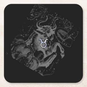 Dessous-de-verre Carré En Papier Chrome comme Taurus Zodiac Connexion Hevelius