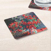 Dessous-de-verre Carré En Papier Chrysanthème rouge, Monet (Incliné)