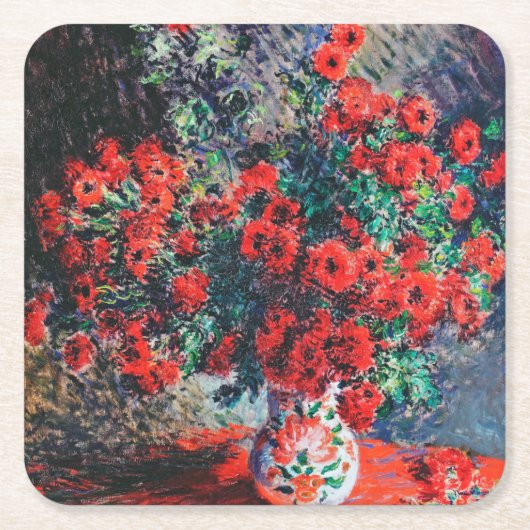 Dessous-de-verre Carré En Papier Chrysanthème rouge, Monet (Devant)