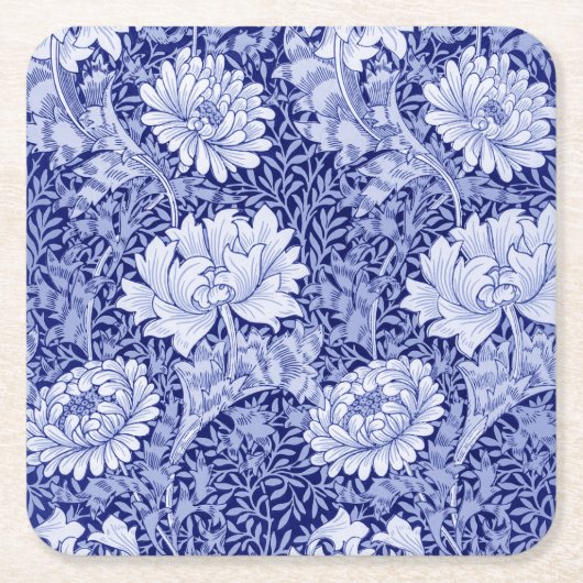 Dessous-de-verre Carré En Papier Chrysanthemum Blue, William Morris (Devant)