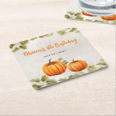 Dessous-de-verre Carré En Papier Chute Burnt Orange Citrouille Patch Anniversaire (Incliné)