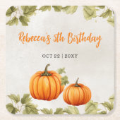 Dessous-de-verre Carré En Papier Chute Burnt Orange Citrouille Patch Anniversaire (Devant)