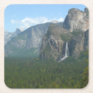 Dessous-de-verre Carré En Papier Chute de Bridalveil et Half Dome à Yosemite