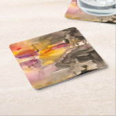 Dessous-de-verre Carré En Papier chute d'or (Incliné)