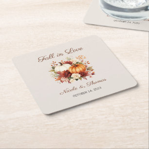 Dessous-de-verre Carré En Papier Chute en Amour Dessous de verre Mariages, Chute en