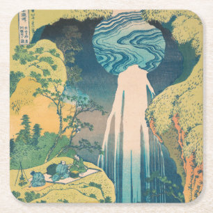 Dessous-de-verre Carré En Papier Chutes d'Amida d'Hokusai Japon Cascade
