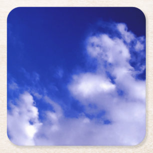 Dessous-de-verre Carré En Papier Ciel bleu et nuages blancs