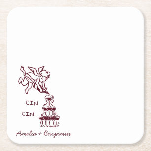 Dessous-de-verre Carré En Papier Cin Cin Cherub Mariage à la main Cupidon