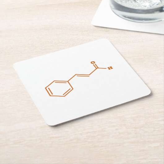 Dessous-de-verre Carré En Papier Cinnamon Cinnamaldéhyde Formule chimique moléculai (Incliné)