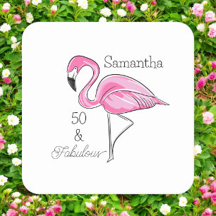 Dessous-de-verre Carré En Papier Cinquante et fabuleux Flamant rose rose Dessous de