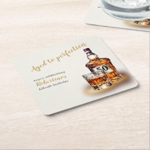 Dessous-de-verre Carré En Papier Cinquantième anniversaire du Whisky Vieilli à la P