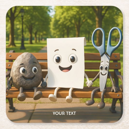 Dessous-de-verre Carré En Papier Ciseaux de papier Imaginaire Roche (Devant)