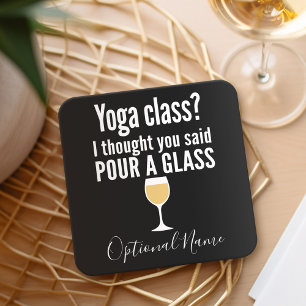 Dessous-de-verre Carré En Papier Citation drôle de vin - classe de yoga ? Versez u