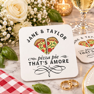 Dessous-de-verre Carré En Papier Citation Love Pizza Pie That's Amore Mariage