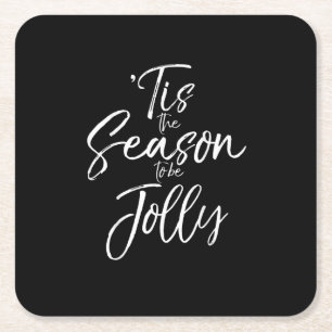 Dessous-de-verre Carré En Papier Citation Musicale De Noël Carol Tis The Season Jol