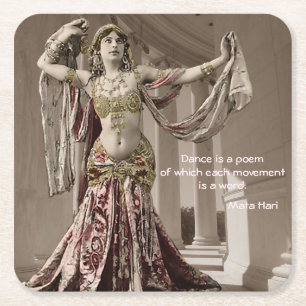 Dessous-de-verre Carré En Papier Citation vintage de danseur de Mata Hari
