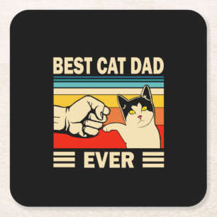 Dessous-de-verre Carré En Papier Citations de grand‑père   Le meilleur papa de chat