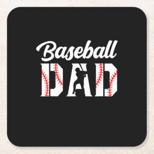 Dessous-de-verre Carré En Papier Citations de grand-père   Papa de baseball