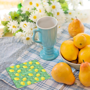 Dessous-de-verre Carré En Papier Citron motif nom personnalisé jaune vert