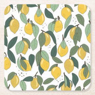 Dessous-de-verre Carré En Papier Citron Tropical : Vintage clair sans joint