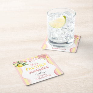 Dessous-de-verre Carré En Papier Citronnade fraîchement diplômée Fête de remise des