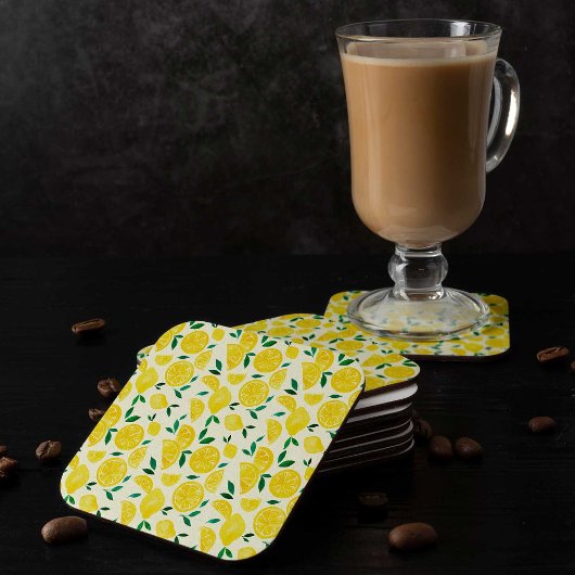 Dessous-de-verre Carré En Papier citrons d'aquarelle - jaune et vert
