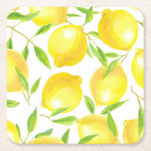 Dessous-de-verre Carré En Papier Citrons et motif feuille