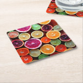 Dessous-de-verre Carré En Papier Citrus Dream Citron Lime Orange Fruit (Incliné)