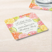 Dessous-de-verre Carré En Papier Citrus Floral Little Cutie Table d'anniversaire (Incliné)