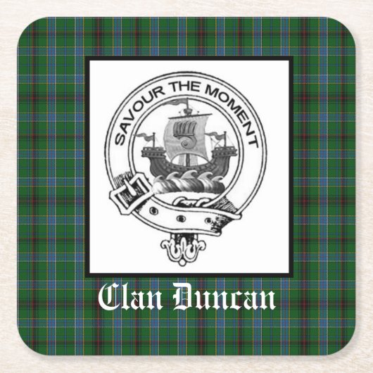 Dessous-de-verre Carré En Papier Clan Duncan Crest Badge et Tartan (Devant)