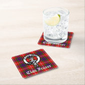 Dessous-de-verre Carré En Papier Clan Fraser Crest Badge et Tartan (En situation)