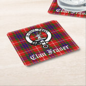 Dessous-de-verre Carré En Papier Clan Fraser Crest Badge et Tartan (Incliné)