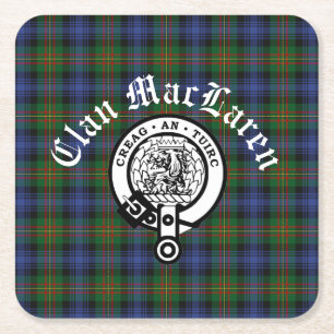 Dessous-de-verre Carré En Papier Clan MacLaren Crest Badge & Tartan personnalisable