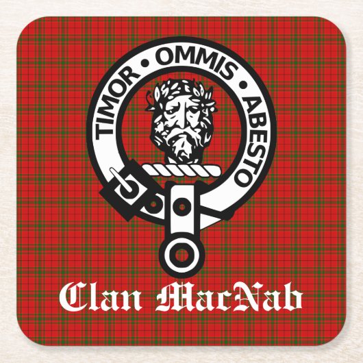 Dessous-de-verre Carré En Papier Clan MacNab Crest Badge et Tartan (Devant)
