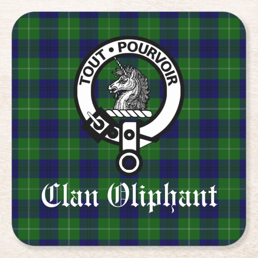 Dessous-de-verre Carré En Papier Clan Oliphant Crest Badge et Tartan (Devant)