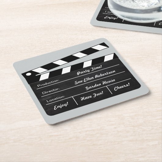 Dessous-de-verre Carré En Papier Clapperboard (personnalisable) (Incliné)