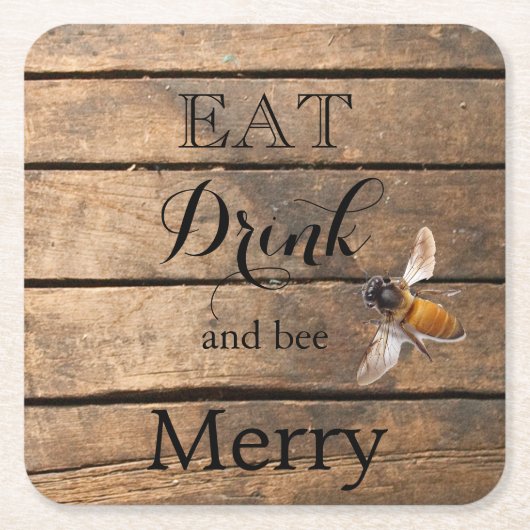 Dessous-de-verre Carré En Papier Classic malaise rustique grange abeille en bois (Devant)