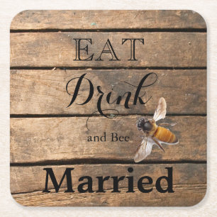Dessous-de-verre Carré En Papier Classic malaise rustique grange abeille en bois