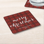 Dessous-de-verre Carré En Papier Classic Plaid Merry Christmas Festive - (Incliné)