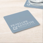 Dessous-de-verre Carré En Papier Classique Élégant Simple Personnalisé Mariage Dust<br><div class="desc">Typographie classique élégante Noms de mariage personnalisés Dessous de verre papier avec texte blanc sur un Arrière - plan bleu poussiéreux</div>