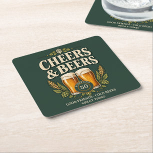 Dessous-de-verre Carré En Papier Classique Vintage Cheers & Beers 50e Anniversaire 
