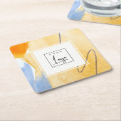 Dessous-de-verre Carré En Papier Classy Artistic Blue Gold Paint Texture Logo (Incliné)