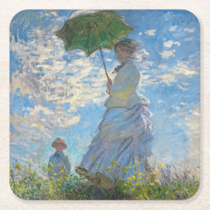Dessous-de-verre Carré En Papier Claude Monet - La Promenade, Femme à l'ombrelle
