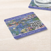 Dessous-de-verre Carré En Papier Claude Monet - Lys d'eau / Nympheas - Code QR (Incliné)
