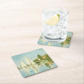 Dessous-de-verre Carré En Papier Claude Monet. Régates à Argenteuil (En situation)