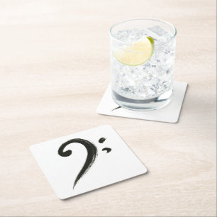 Dessous-de-verre Carré En Papier Clé basse minimaliste - Symbole de musique pinceau
