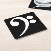 Dessous-de-verre Carré En Papier Clé de basse blanche (Incliné)