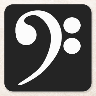 Dessous-de-verre Carré En Papier Clé de basse blanche