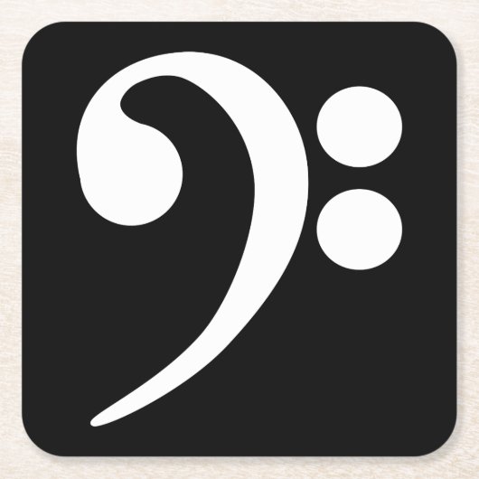 Dessous-de-verre Carré En Papier Clé de basse blanche (Devant)