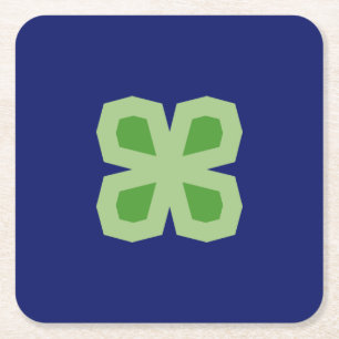 Dessous-de-verre Carré En Papier Clover à quatre feuilles angulaires à deux tons